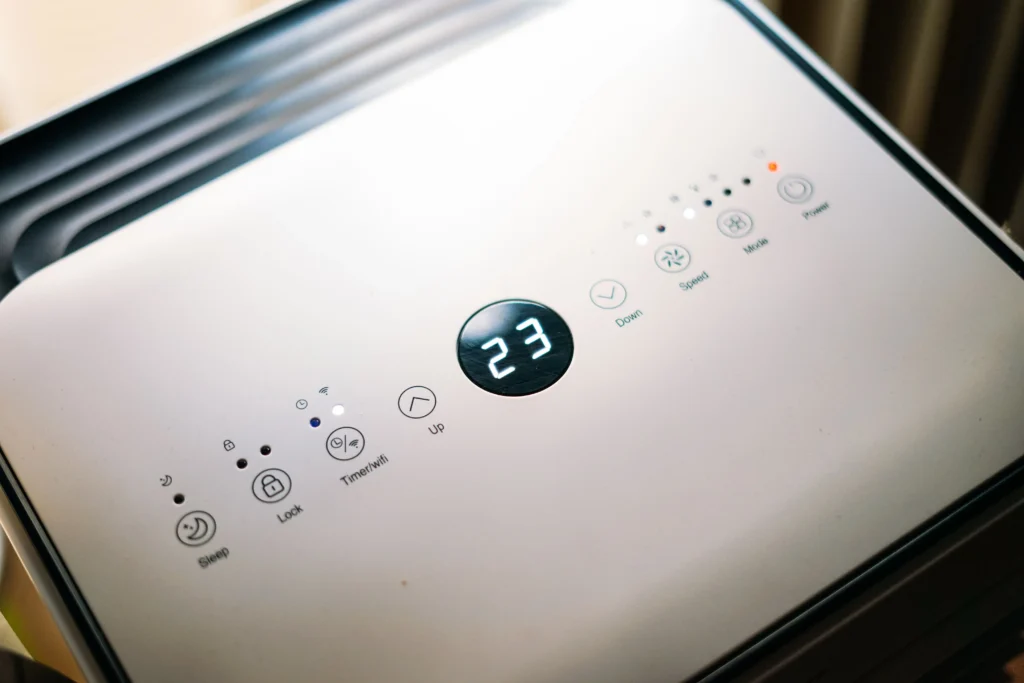 Picture of a close up of an AC control panel