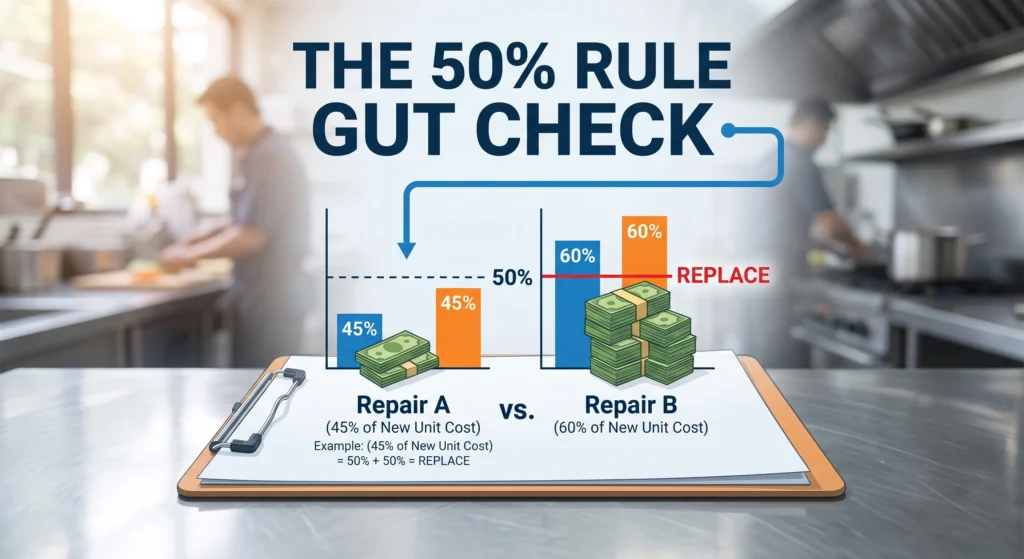 Picture of a fifty percent rule chart