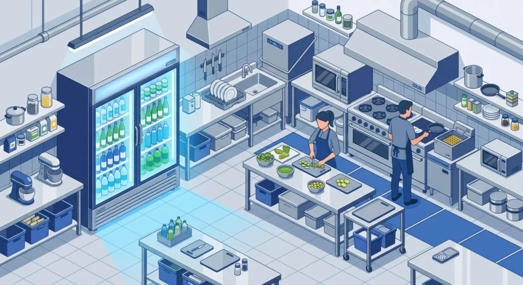 Picture of a commercial kitchen illustration