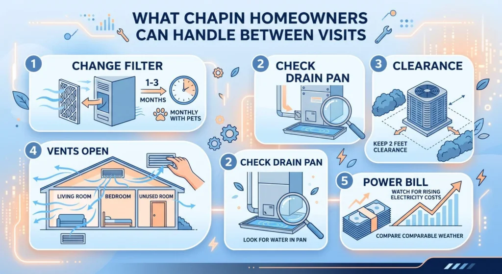 Picture of an infographic explaining, “What does ac maintenance include