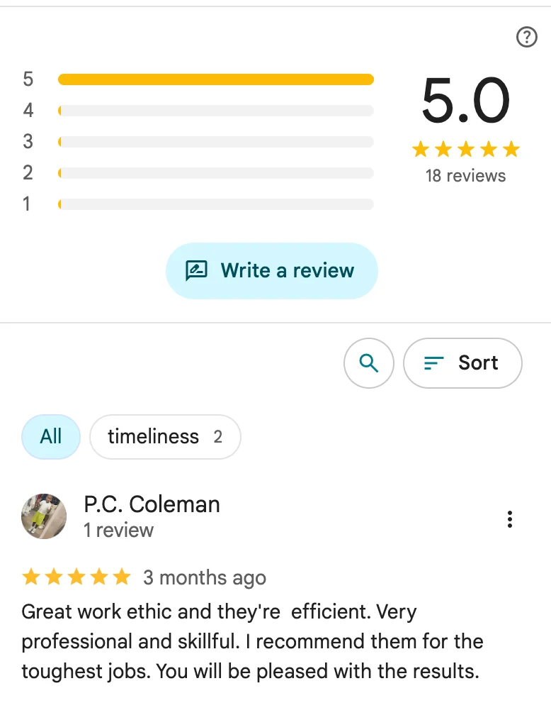 picture of a five star google review for wagner hvac
