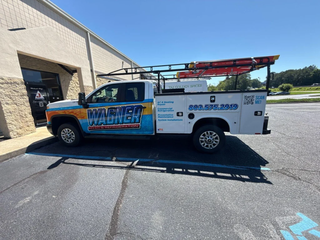 picture of a wagner hvac and refrigeration work truck parked outside