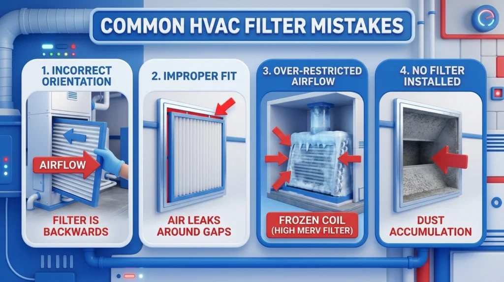picture of an infographic detailing common hvac filter mistakes