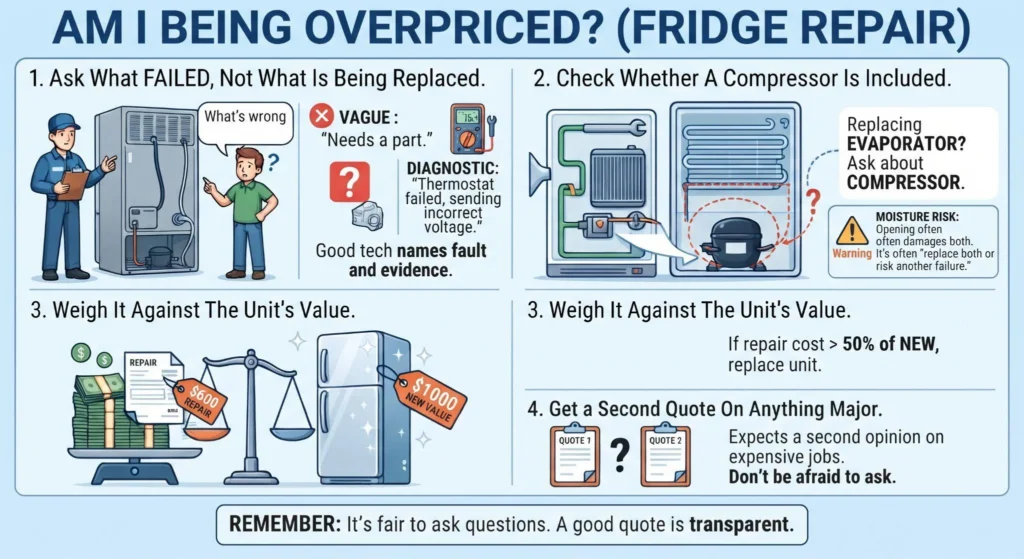 picture of an infographic detailing how much does it cost to service a refrigerator